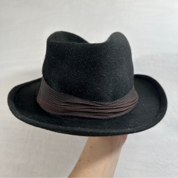 Vintage Steven’s Fedora black fur antique short brim hat formal - Picture 7 of 13